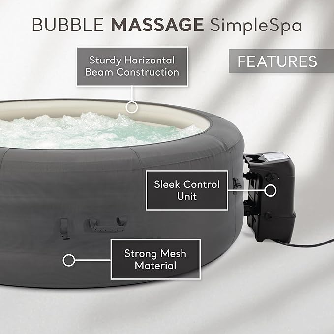 INTEX SimpleSpa Inflatable Hot Tub, 6 Person Jet Massage Spa with Built-in Pump and Cover - Portable Outdoor Tub with Bubble Jets for Home, Backyard, and Patio