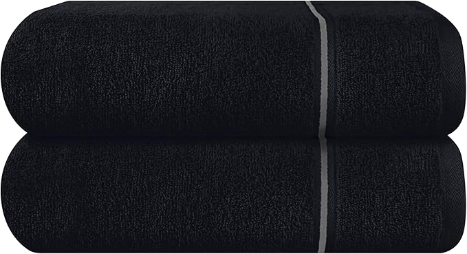 MyOwn Cotton 2 Pack Oversized Bath Towel Set 28x55 inches, Large Bath Towels, Ultra Absorbant Compact Quickdry & Lightweight Towel, Ideal for Gym Travel Camp Pool - Black