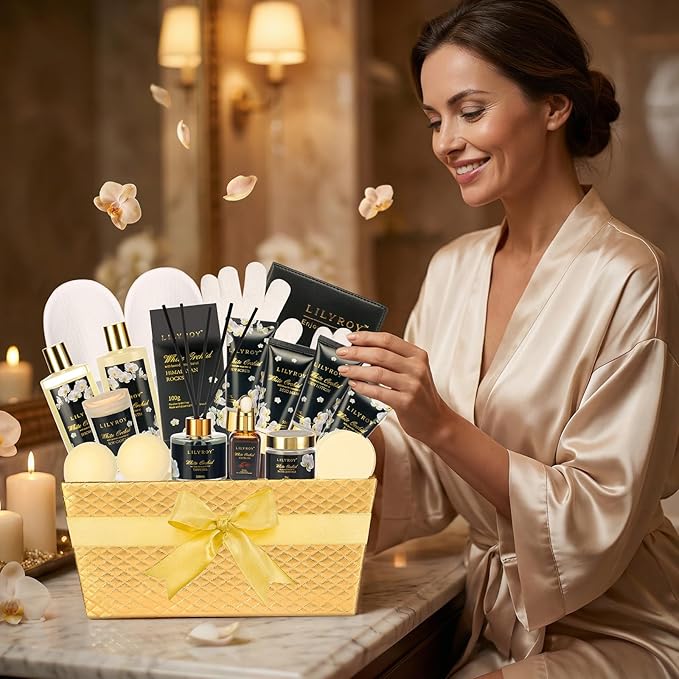 Christmas Gifts for Women - 18-Piece Luxury Gold Spa Gift Set, Premium Bath Collection | Father's Day, Mothers Day Gift, Birthday Gifts, All Occasion Ultimate Holiday Gift for Her & Him