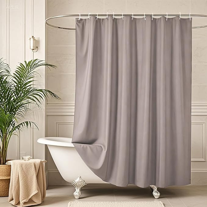 AooHome Extra Long Shower Curtain 72x78 Inch, Fabric Shower Curtain Liner for Hotel with Hooks, Weigthed Hem, Water Repellent, Chocolate