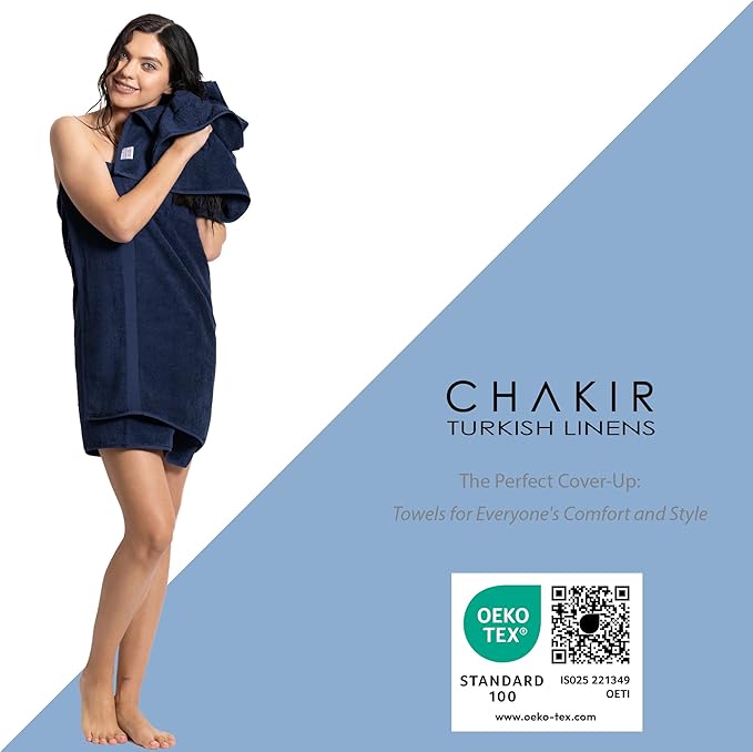 Chakir Turkish Linens Luxury Spa and Hotel Quality Premium Turkish Cotton 6-Piece Towel Set (2 x Bath Towels, 2 x Hand Towels, 2 x Washcloths)