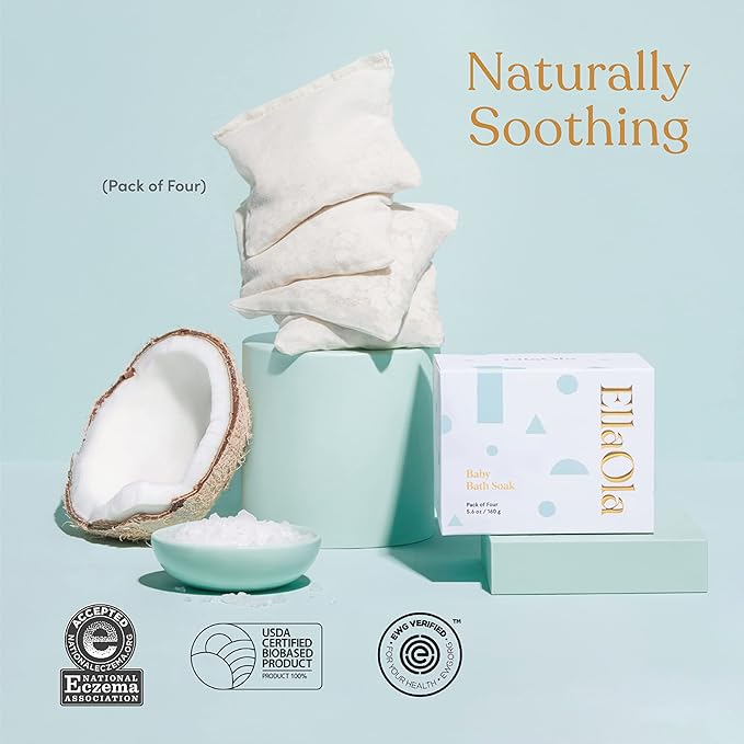 ELLAOLA Oatmeal Bath Soak for Babies Kids & Adults - Baby Bath Tea Soaks Made with Prebiotics to Relieve Dry, Itchy, Eczema Prone Skin While Gently Cleansing, Fragrance Free I 4 Bath Tea Soaks