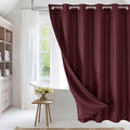 MitoVilla No Hooks Needed Extra Long Shower Curtain Liner Set, Burgundy 86 inch XL Heavyweight Waffle Fabric Cloth Shower Curtains Set with Snap-in Liner for Modern Luxury Hotel & Spa Bathroom Decor