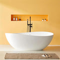 Abruzzo 63" Matte White Freestanding Solid Surface Bathtub - Stone Resin Soaking Tub, cUPC Certified