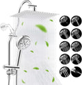 Hibbent cUPC Certified All Metal 12" Rainfall Showerhead Combo, High Pressure Shower Head with 10-Spray Mode Handheld, Innovative 4-way Diverter with Pause Mode, 71'' Shower Hose and Holder, Chrome