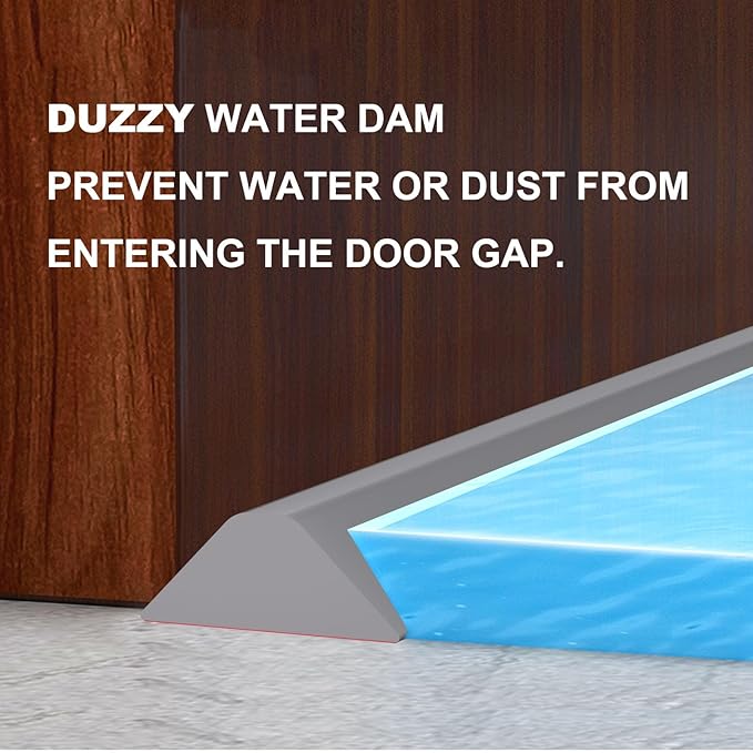 Duzzy 75 Inch Collapsible Shower Water Dam, Shower Threshold Water Stopper Barrier and Retention System and Keeps Water Inside Threshold Dry and Wet Separation, Suitable for Bathroom & Kitchen