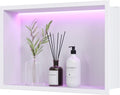 White Stainless Steel Shower Niche 18x12Inch, Dimmable RGB Led Light Wall Niche, No Tile Needed Recessed for Bathroom Storage Built-in Installation