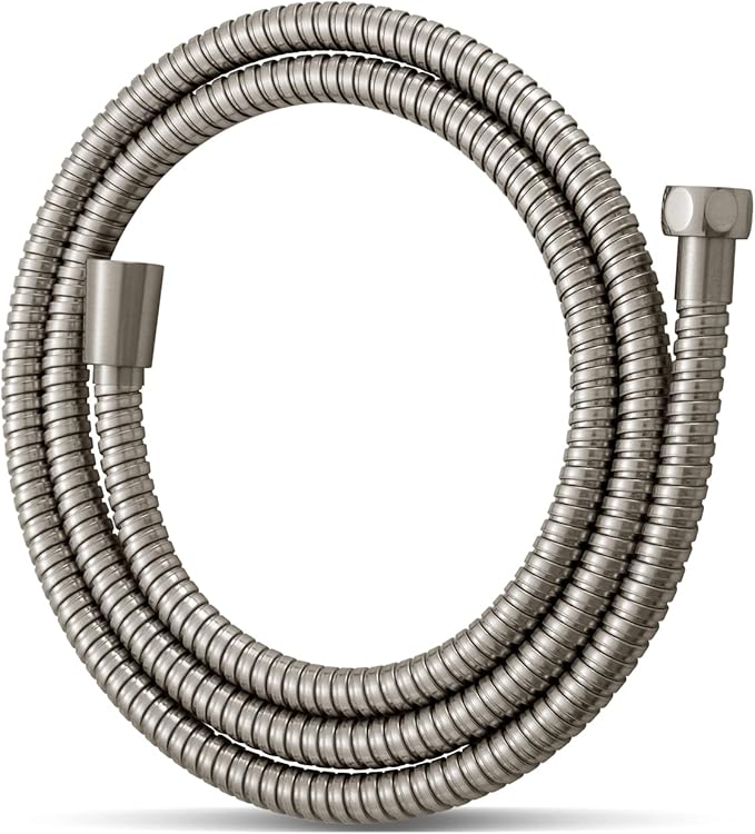 OFFO Shower Hose, Brushed Nickel Kink Free Stainless Steel Shower Hose Attachment Electroplating Handheld Shower Head Hose Flex Hoses Extension with Brass Insert & Nut for Pet Bathing Cleaning 60 in