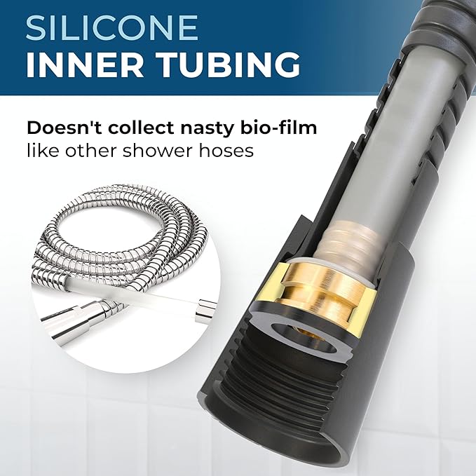HammerHead Showers Solid Metal Shower Hose Attachment for Showerhead, Extra-Long 72-Inch Universal Replacement Hose for Hand held Shower, Matte Black