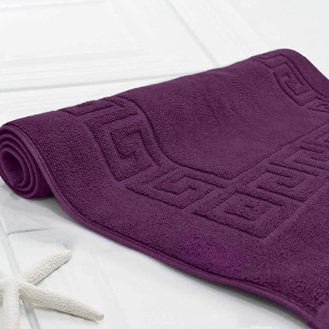 DAN RIVER Greek Cotton Bath Mats Set of 2 – Not a Bathroom Rug, Ultra Soft, Highly Absorbent & Machine Washable Bath Mat Towel for Bathroom Floor Mat – Durable, Quick-Dry, 21x34 Inches, Purple