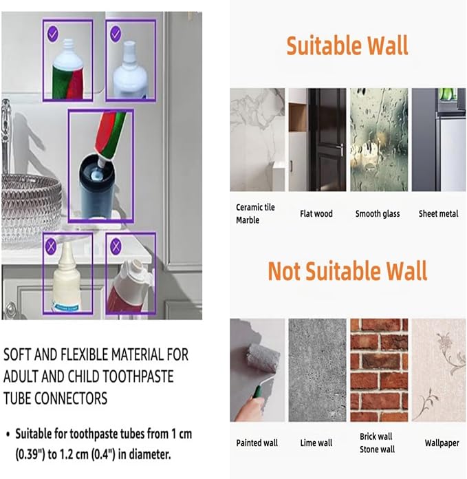 No-Drill Wall Mounted Toothbrush Holder, Bathroom Shelf, with Automatic Toothpaste Dispensers 4 Brush Hooks 4 Magnetic Cups 1 Cosmetic Drawer Organizer and Large Storage (1 Dispenser 4 Cups)