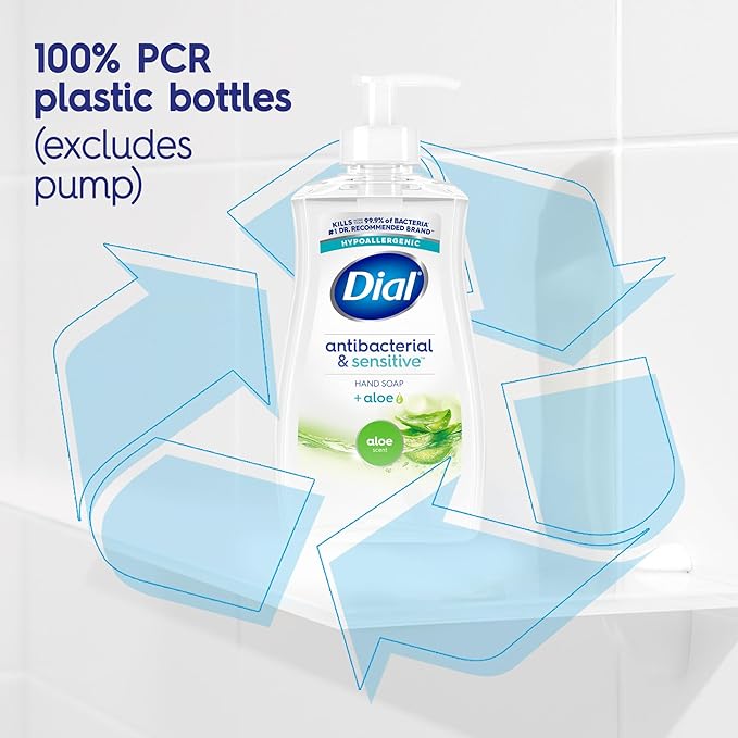 Dial Antibacterial Defense Liquid Hand Soap + Aloe, Aloe Scent, 11 Fl Oz (Pack of 12), Dermatologist-Tested Hand Wash, Gentle Formula