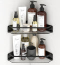 Corner Shower Caddy, 2 Pack Adhesive Bathroom Shelves，Acrylic Shower Shelf Rack, No Drilling Bathroom Organizers and Storage Racks,Black