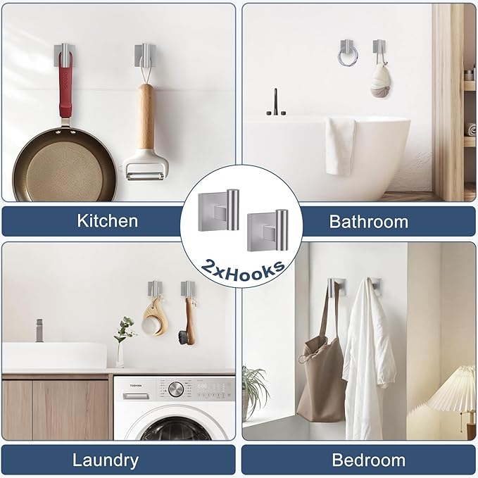 TURS 5-Pieces Brushed Nickel Bathroom Hardware Set 23.6 Inch SUS304 Stainless Steel Towel Bar Set Wall Mounted Square Toilet Paper Holder with Shelf