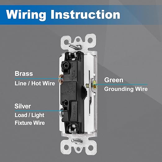 BESTTEN 10 Pack Single Pole Decorator Light Switch with Wallplate, 15A 120/277V, Rocker Paddle Wall Switch, On/Off Interrupter for LED and Other Lamps