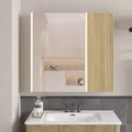 Lighted Bathroom Medicine Cabinet with Mirror，30 x 28 Inch Wall-Mounted Bathroom Wall Cabinet with Storage, LED Lights, Adjustable Shelves,Natural