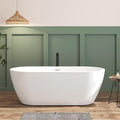 FerdY 67" Bali Elite Acrylic Freestanding Bathtub, Gracefully Shaped Freestanding Soaking Bathtub, Toe-Tap Chrome Drain and Minimalist Linear Design Overflow Included, cUPC Certified