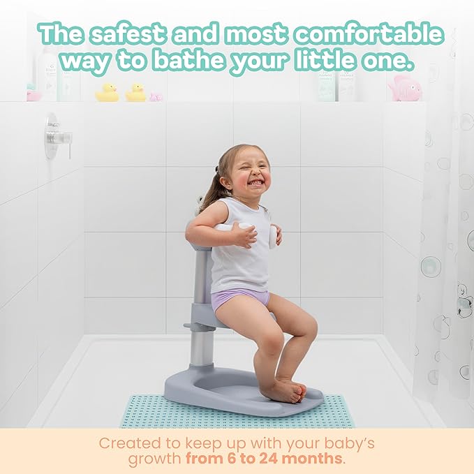 Baby Shower Stand with Built-in Seat and Bath Toy | Baby Bath Stand Height-Adjustable Washing Stand for Toddlers | Soporte para Bañera con Asiento y Juguete