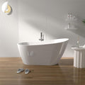 ABRUZZO 59"x27.56" Acrylic Freestanding Bathtub Contemporary Soaking Tub with Chrome Overflow and Drain High-Gloss White Finish cUPC Certified