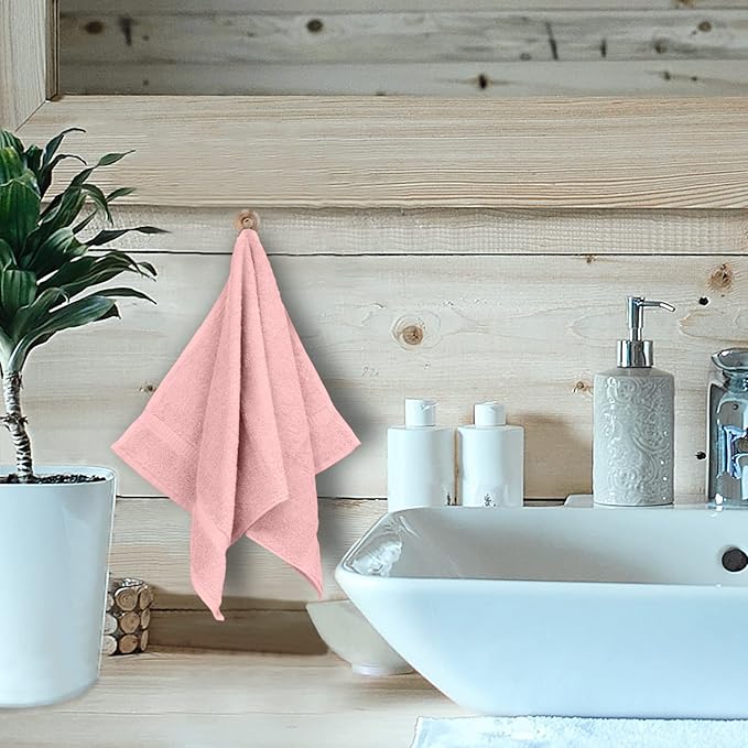 Monogrammed Hand Towel, Personalized Initial Gift, Extra Absorbent 100% Turkish Cotton - Soft Terry Finish - Set of 2 - Black Block Initial K - Embroidered on Pink Towels