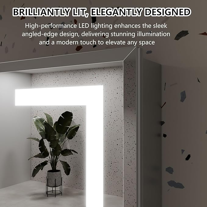 GroGro LED Lighted Bathroom Medicine Cabinet with Mirror, 40" W x 24" H Beveled Edge Medicine Cabinet with Lights,Surface or Recessed Mounting,Defog,Dimming,3-Color Temperature Adjustment