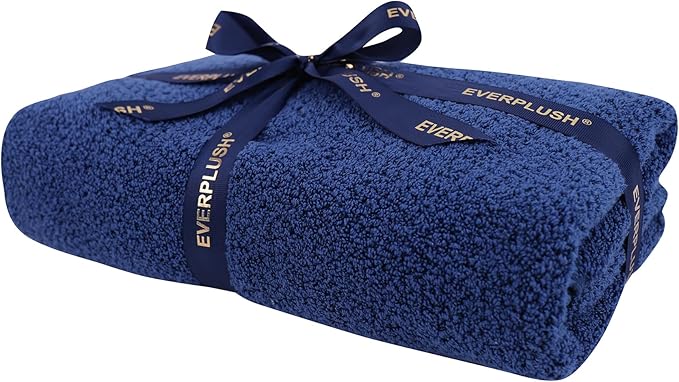 Everplush Diamond Collection Extra Large Bath Sheet Towel – 1 Pieces, Super Soft & Highly Absorbent, Quick-Drying & Extra Large. Perfect for Bathroom, Pool, Swimming Use (Navy, 35" x 66" 1PK)