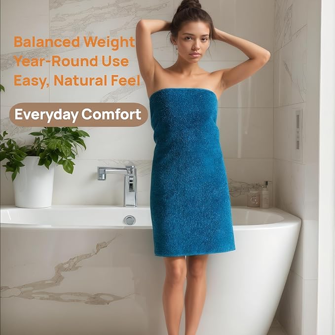 Cotton Bath Towel – Large 30x60 Inches, Soft, Thick & Absorbent Towel for Bathroom, Spa, or Home Use (Blue, 4 Pack – 30"x60")
