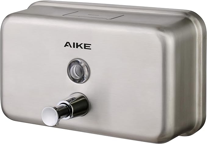 AIKE AK1005 Commercial Soap Dispenser – 37oz Capacity, Brushed Stainless Steel Surface Mount