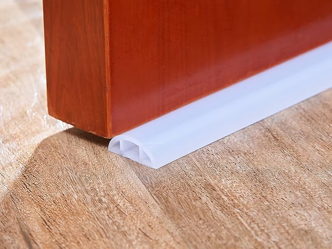 Bathroom Foldable Block water Stopper sealing strip shower threshold dam Self-adhesive silicone shower barrier (66 Inch-Transparent)