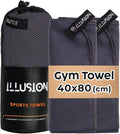 illusion Small Microfiber Gym Towels for Men and Women Active Sports (32" L x 16''W)-Lightweight Quick Dry Gym Towel for Sweat-Workout Towels Ideal for Yoga, Camping, Running, and Outdoor Activities