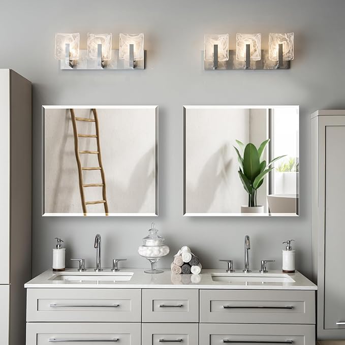 Bathroom Medicine Cabinet with 20x20 in Square Beveled Frameless Mirror,Wall Mounted Mirror Cabinet for Bathroom Toilet Kitchen,Recess or Surface Mount,Already Assembly