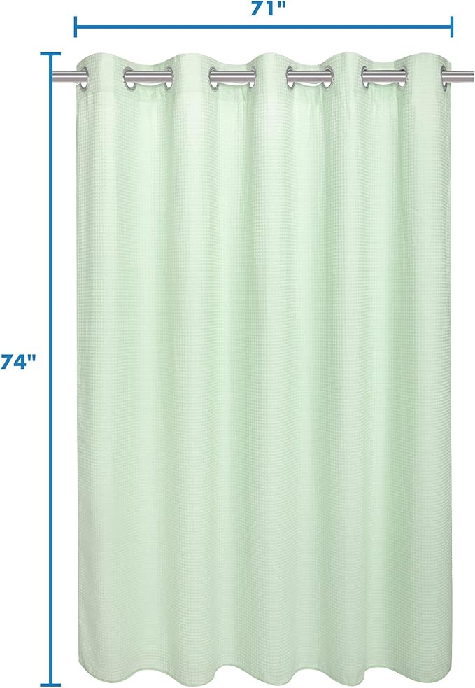 River Dream Hotel Grade No Hooks Needed Shower Curtain with Snap in Liner,Water Repellent, Machine Washable (Green Light, 71"x74"(W/Liner))
