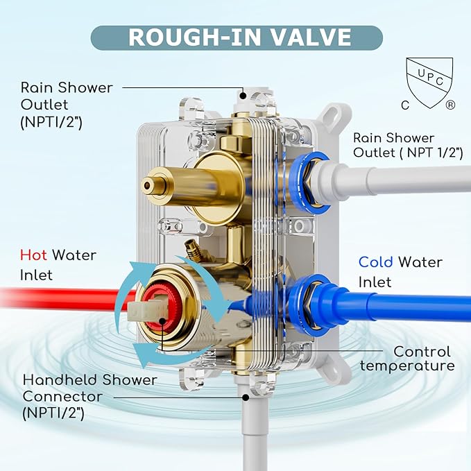 Shower Faucet Set Brushed Nickel Shower System,Bostingner Five Function Diverter Shower Faucet with 2 in 1 Handheld,10'' Ceiling Mount and 6’‘ Wall Mount Shower Head Rainfall Shower Set with Valve
