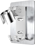 Shower Head Holder, Adjustable Wand Holder with 2 Hanger Hooks, Wall Mount Bracket, Aluminium Alloy, Silver