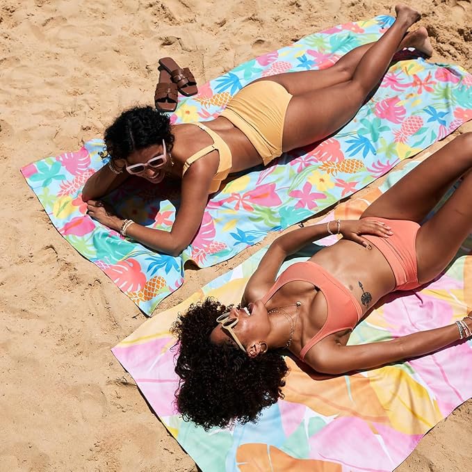 Dock & Bay Beach Towel - Quick Dry, Sand Free - Compact, Lightweight - 100% Recycled - Includes Bag - Sugar Palms - Large (160x90cm, 63x35)