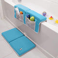 Bath Kneeler and Elbow Rest Pad Set - 2PC Premium Baby Bath Mat Set - Non-Slip Kneeling Pad with Storage Pockets - Machine Washable, Durable Foam Pad Bundle - Blue