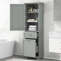 Favfurish 68" Tall Bathroom Storage Cabinet with Door and 2 Drawer,Modern Linen Cabinets w/Adjustable Shelf & Magnetic Door Stopper,Freestanding Organizer for Bath Room,Study,Office,Kitchen Grey