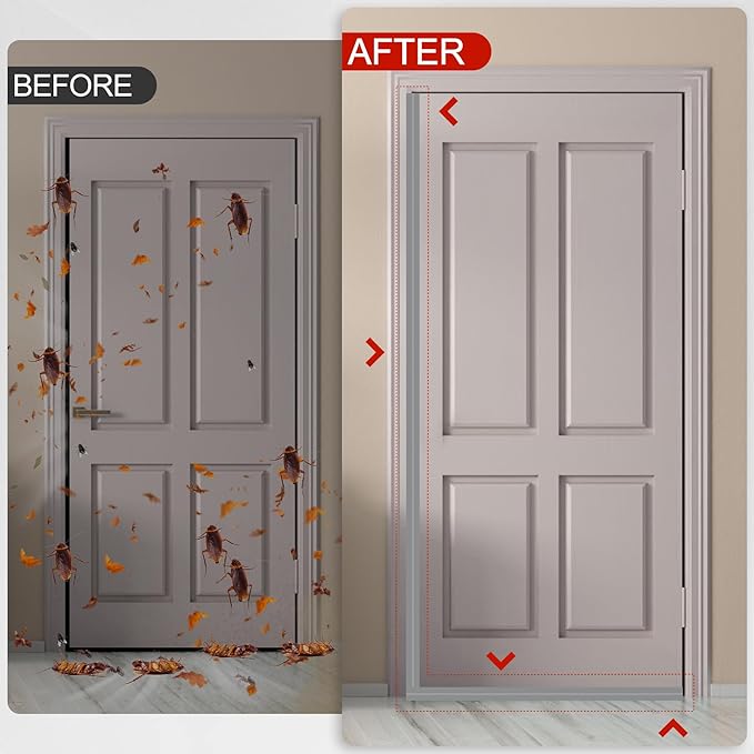 MYFAMIREA Door Weather Stripping 3IN (W) x 20FT (L) Door Draft Stopper Seal Tape Silicone Seal Strip Self Adhesive Shower Sweep Insulation Tape Side Bottom Strip for Sliding Glass Window Gap, Gray