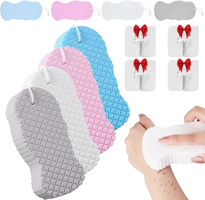 Magic Exfoliating Bath Sponge, 3D Super Soft Exfoliating Bath Sponge, Gentle & Effective Exfoliation, Highly Absorbent Design for Convenience and Durability (4PCS)