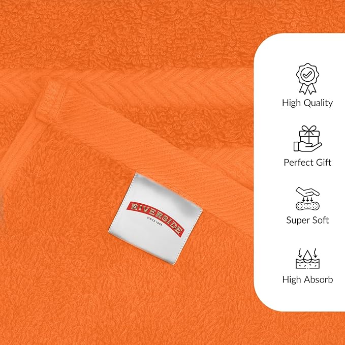 RIVERSIDE Pack of 2 Extra Large Bath Sheets 35 x 70 Inches - 100% Ring Spun Cotton Hotel Quality Oversized Bath Towels - Super Soft, Highly Absorbent & Quicker to Dry - Orange