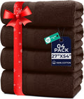 DAN RIVER Bath Towels Set of 4, 27 x 54 Inches, 100% Cotton, Larger & Lighter Weight, Quicker to Dry, Super Soft and Absorbent, Ideal Bathroom Towels for Daily Use, Brown