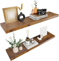 Colima Bathroom Floating Shelves for Wall, 36" Floating Wall Mounted Shelf, Rustic Wood Storage Display Shelves for Home Organization, Bathroom, Kitchen, Living Room (Set of 2, Rustic Brown)