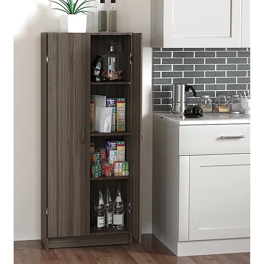 ClosetMaid Pantry Cabinet Cupboard with 2 Doors, Adjustable Shelves, Standing, Storage for Kitchen, Laundry or Utility Room, White