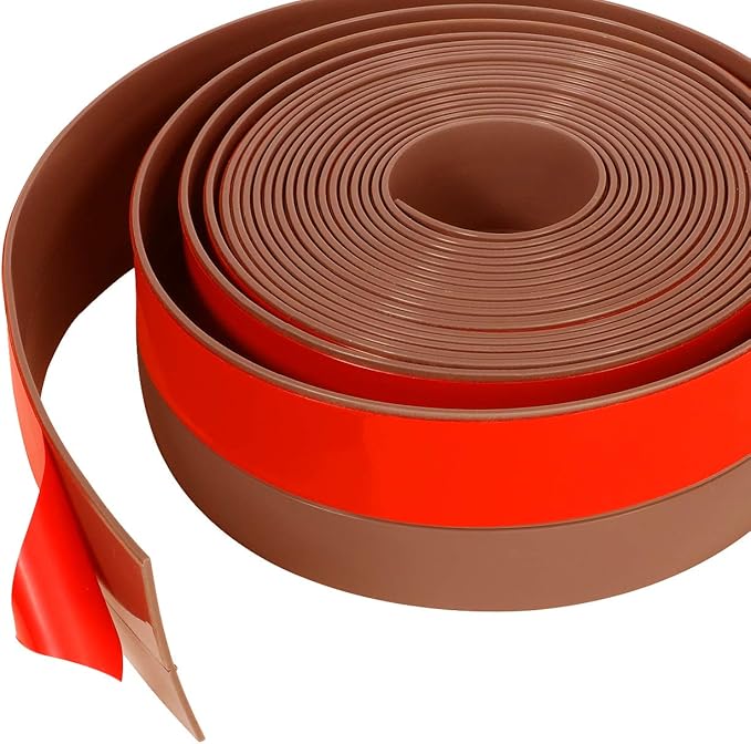 Silicone Weather Stripping 1 inch Width 20 Feet Length, Seal for Door Under Bottom, Gap, Side, Glass Shower Door, Sliding Door,Windows, Brown