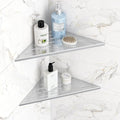 Corner Shower Shelves, 12” Recessed Tile Shower Shelf, 304 Stainless Steel Grout in Corner Tile Shower Shelves, No Drilling, Brushed Nickel, 2 Pack