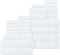 Belizzi Home 100% Cotton Towel Set, Contains 6 Soft Bath Towel, 6 Hand Towels, 12 Wash Cloths - Compact Absorbent Lightweight & Quickdry Towels for Bathroom - 24 Piece Bathroom Towel Set - White