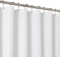 2-in-1 Waterproof Fabric Shower Curtain - No Separate Liner Needed, Hotel-Style Waffle Weave, Effortless Cleaning & Washable Bathroom Shower Curtain Set,72Wx72H,White