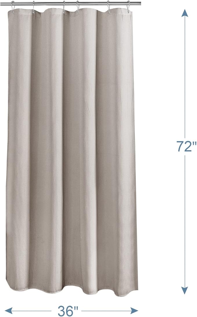 AmazerBath Waffle Shower Curtain Khaki, Stall Shower Curtain Tan, Hotel Quality Fabric Bathroom Shower Curtains, Heavy Duty 240GSM, 36 x 72 Inches