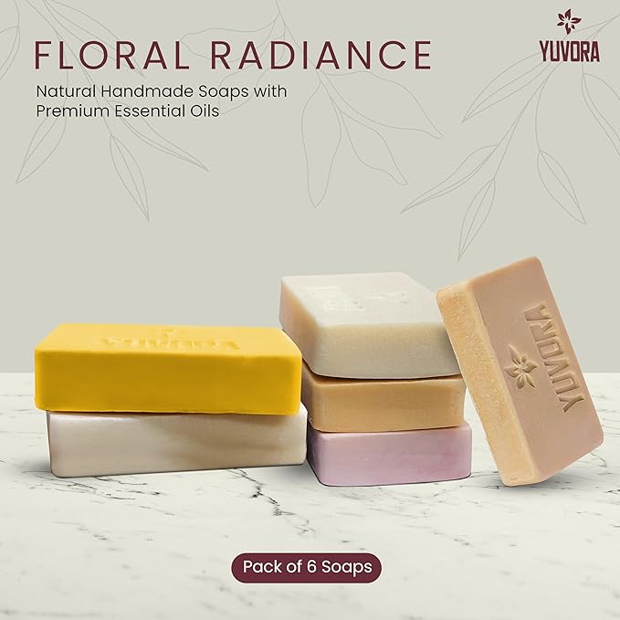 4 Pcs Women Natural Handmade Body Soaps 5 OZ Pack Floral Radiance Long lasting Fragrance Luxurious Scents with Natural Ingredients – Sulfate & Paraben Free, Vegan Soaps