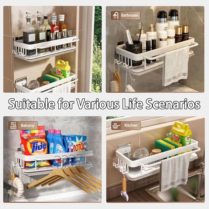 Kitchen Sink Drain Storage Rack Wall Mount Sponge Holder with Drainer Shampoo Soap Storage Shelf Toilet Balcony Bathroom Dishwashers Wire Rags Sponge Sink Drain (Gray)
